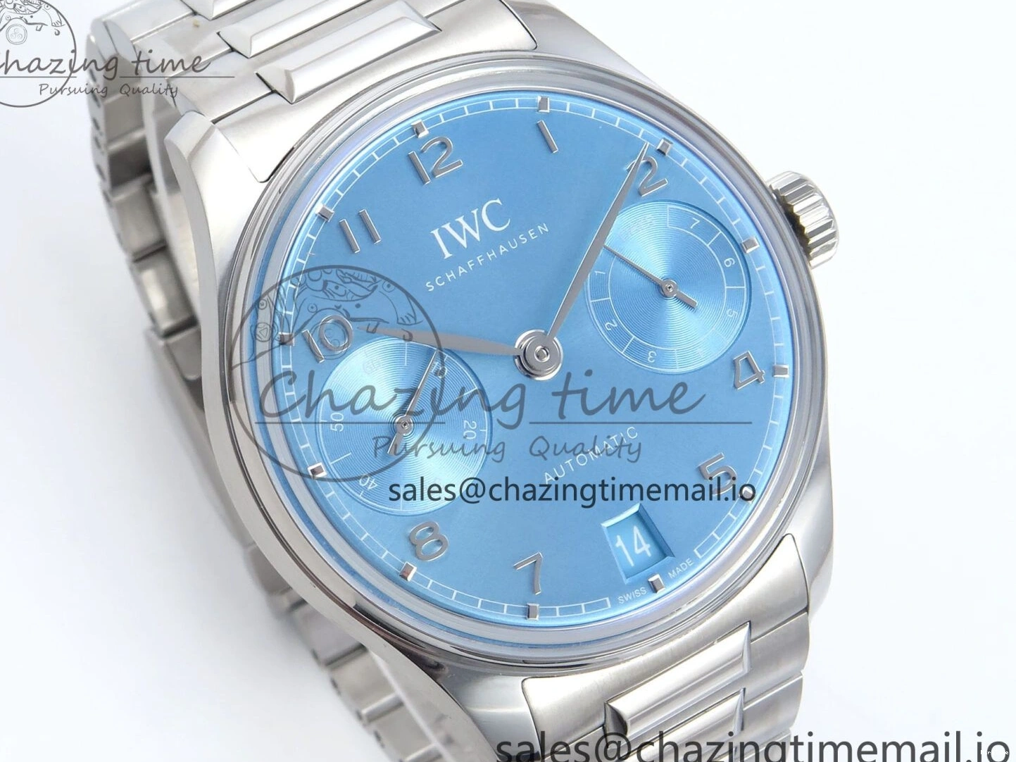 MIROTIME 0306 FashionForward Portugieser Auto IWC0562D APSF 1:1 Best Edition Light Blue Dial on SS Bracelet A 6994